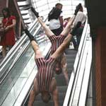 The Acro-Chaps - Victorian Strongmen - Handstands on the Escalators